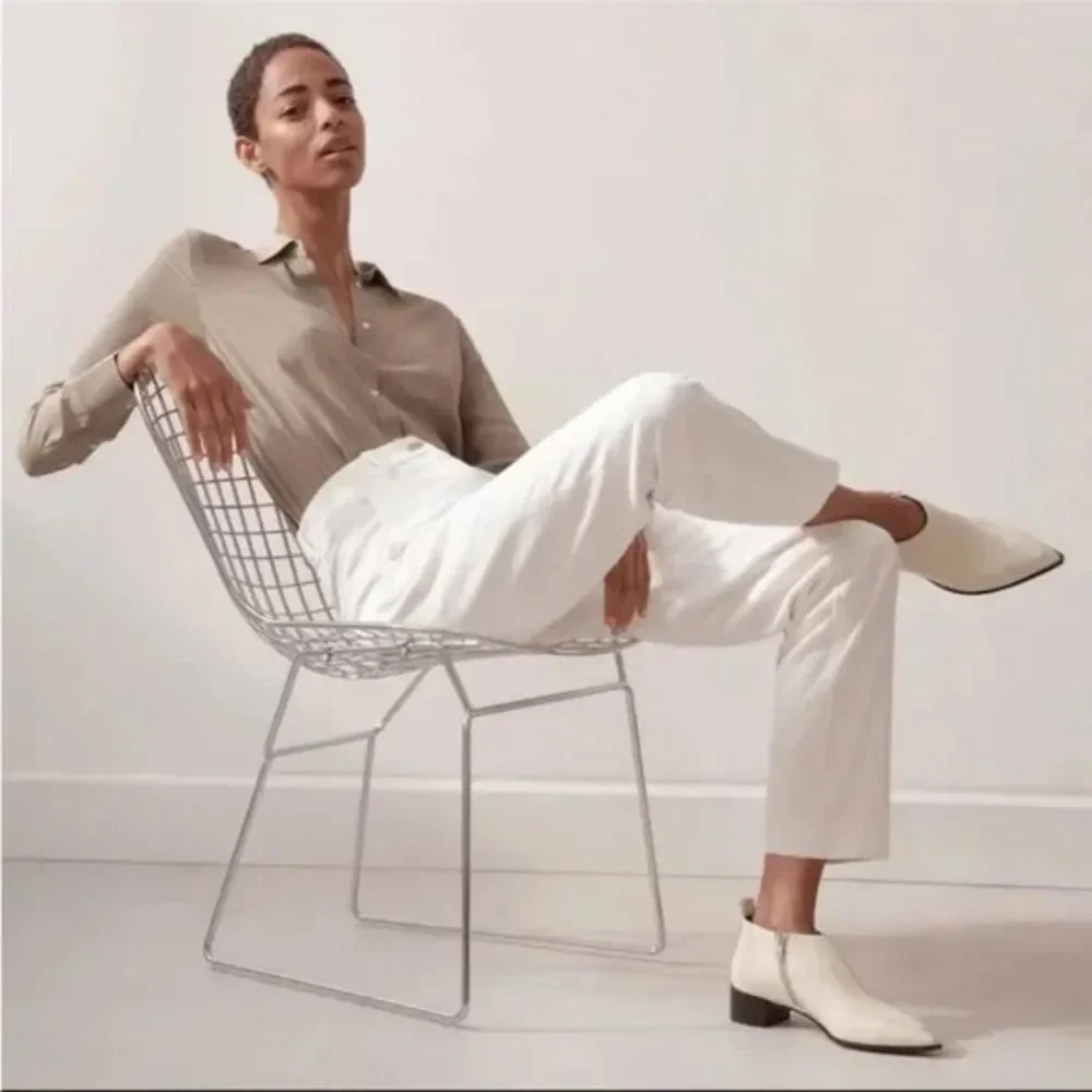 NEW Everlane Ankle Boot/‎ The Boss Bootie in Bone/ Italian Leather /Size 7.5